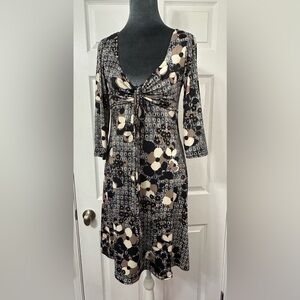 Y2K boho Floral & Geometric Patterned Long Sleeve Lightweight Dress French